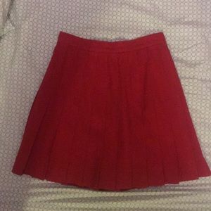 Cute Vintage Red Wool Pleated Mini Skirt, Size 2